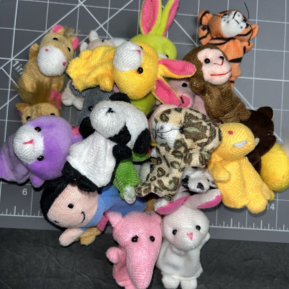 Soft Plush Animal Finger Puppets Baby Story Time Assorted Animal Set of 22 - Picture 7 of 7